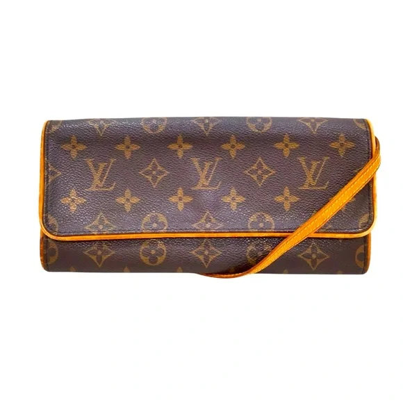 Louis Vuitton Monog Twin Pouchette better in mint condition brown leather - Picture 2 of 12